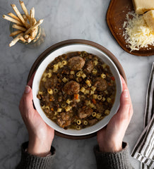 Alessi Sicilian Lentil being ladled into a bowl highlighting quick-serve convenience