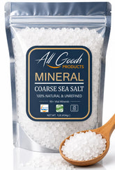 All Goods pouch front view showing brand and coarse mineral salt, enhances flavor