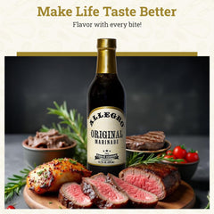 Allegro Hickory Smoke bottle pouring over meat adding smoky aroma