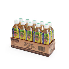 Aloevine front packaging pomegranate bottle showing label and 16.9 oz size for clear choice