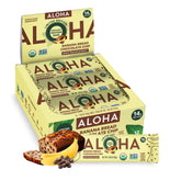 ALOHA front box shot showing banana bread chocolate chip and organic badge, convenient nutrition