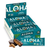ALOHA front packaging showing almond butter cup flavor and organic certifications, quick product recognition benefit