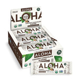 ALOHA front packaging showing coconut chocolate almond flavor and benefits