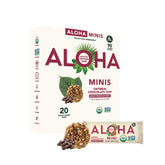 ALOHA box front showing oatmeal chocolate chip minis, convenient snack on-the-go