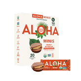 ALOHA front box showing Peanut Butter Cup minis and convenient pack benefits