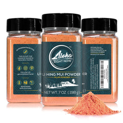 Aloha Right Now front packaging showing 7 oz shaker and bold label, enhances snacks