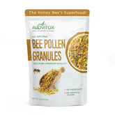 Alovitox front packaging showing pure bee pollen and clear label benefits