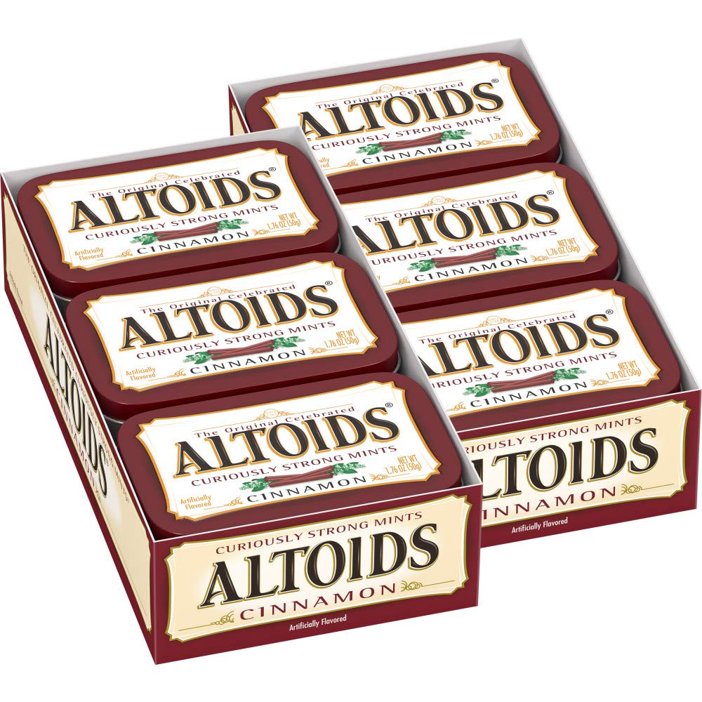 Altoids cinnamon front tin showing branding and compact design for portability
