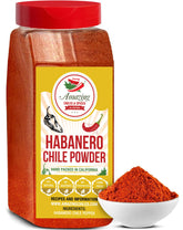 Amazing Chiles & Spices front packaging showing 1lb resealable bottle and label benefits