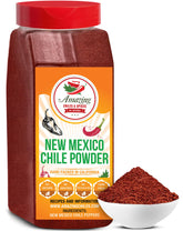 Amazing Chiles front pouch showing 1LB Chile Powder and clear branding benefit: pantry-ready