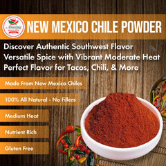 Amazing Chiles spoon scooping powder highlighting portion control and convenience benefit