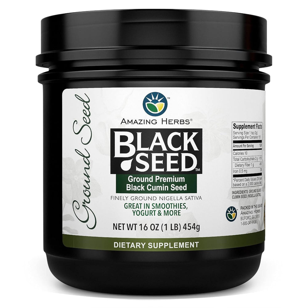 Amazing Herbs front packaging showing 16 oz container and label, easy-recognition benefit