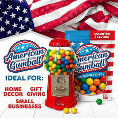 American Gumball Company gumball beside a coin showing scale and machine compatibility benefit