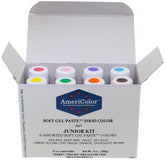 AmeriColor front packaging junior kit shows eight squeeze bottles and vibrant color labels for convenience