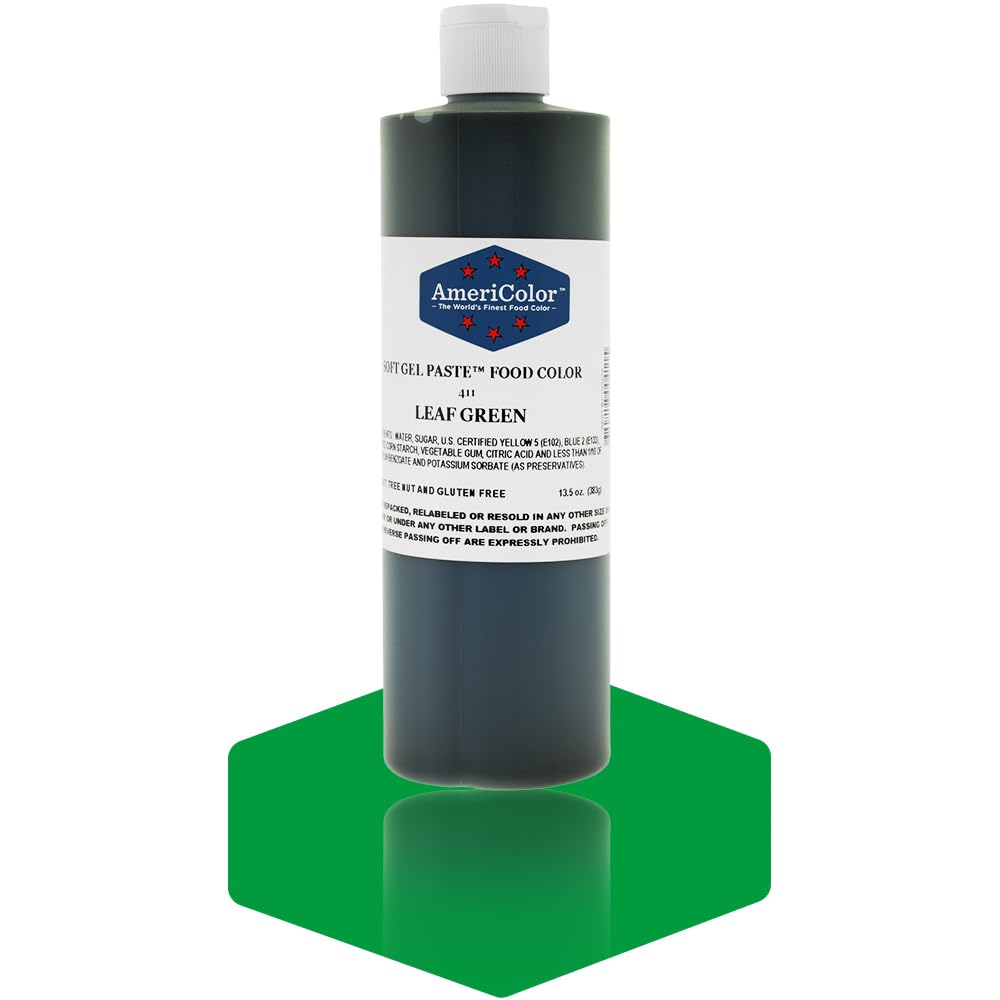 AmeriColor leaf green bottle front view showing brand and vibrant color benefit