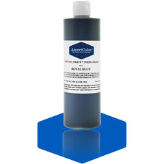 AmeriColor Royal Blue front packaging showing bottle and flip-top, ensures easy dispensing