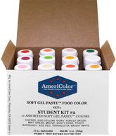 AmeriColor Student Kit 2 front packaging showing twelve .75 oz squeeze bottles for reliable color