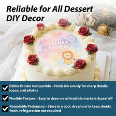 AmeriMade printed cake topper applied on cake illustrating vivid colors and easy application