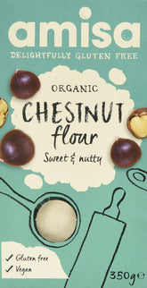 Amisa chestnut flour front packaging showing organic label and benefits