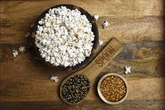 Amish Country Popcorn bottle top label close-up highlighting product details