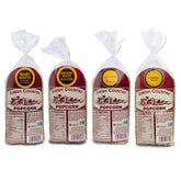 Amish Country Popcorn front packaging showing four 1 lb bags and variety benefits