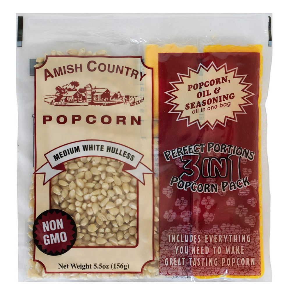 Amish Country Popcorn front packaging showing pack of 24 for easy stocking