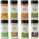Amish Country Popcorn front packaging showing eight seasoning packets and branding benefit variety