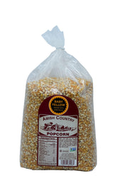Amish Country Popcorn front packaging showing 6 lb bag and brand benefits