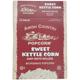Amish Country Popcorn front packaging showing 10-bag pack and benefits