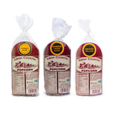 Amish Country Popcorn front packaging showing three 1 lb bags and variety set benefit