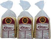 Amish Country Popcorn front packaging showing three 2 lb bags and product benefit