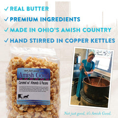 Amish Good copper kettle stirring during small-batch cooking, showcases artisan process