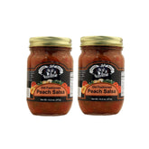 Amish Wedding jar front packaging showing peach salsa and clear glass benefit visibility