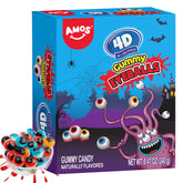 Amos front box view showing colorful eyeball gummies and festive appeal