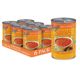 Amy's front packaging of chunky tomato bisque showing can and labeling benefits
