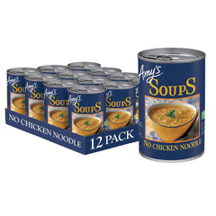 Amy's front can packaging showing product and serving suggestion for convenience