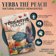 ANCIENT DIOSA open tin showing peach yerba mate powder for quick preparation