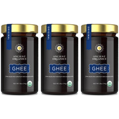 Ancient Organics front packaging of 28 oz jar showing label and certifications