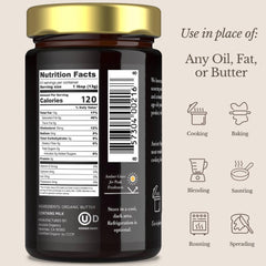 Ancient Organics jar opened showing smooth golden ghee texture and sheen