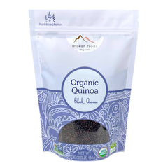 Andean Foods black quinoa front packaging showing organic badge and weight