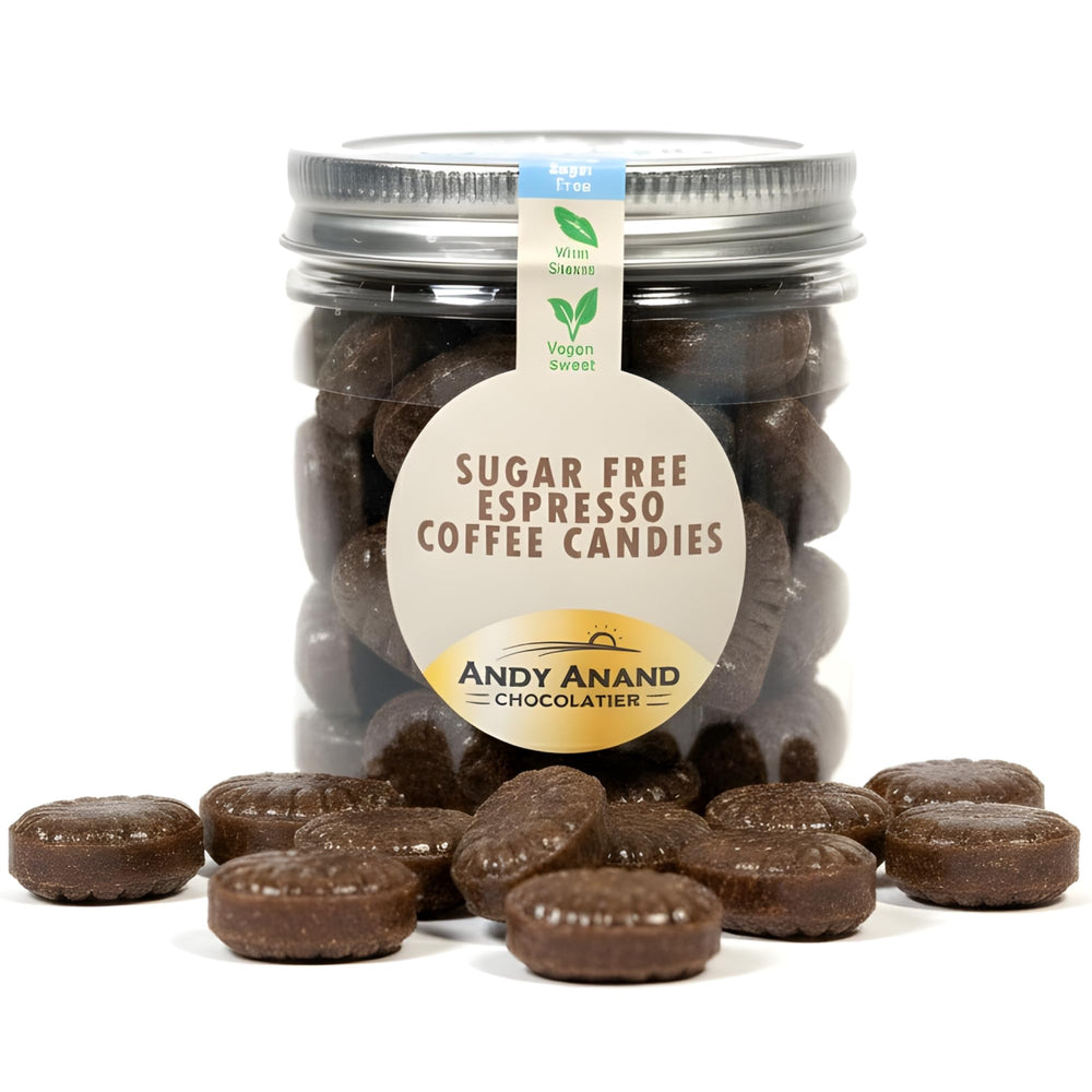 ANDY ANAND CHOCOLATIER front jar view showing brand and jar benefit