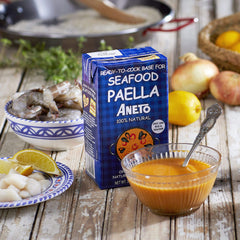 Aneto label close-up showing ingredients and slow-simmer claim for quality