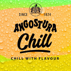 ANGOSTURA Chill poured in a glass with ice and lime, demonstrates mixer versatility and serving suggestion