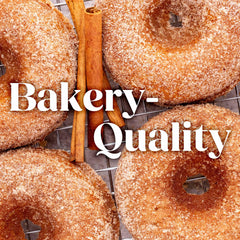 Ann Clark baked cinnamon sugar doughnut top view showcasing golden crust