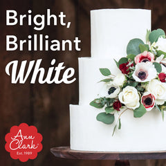 Ann Clark gel used on a wedding cake giving flawless white base for elegant designs