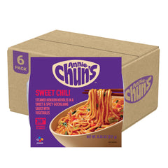 Annie Chun's front packaging showing bold sweet chili branding and convenience