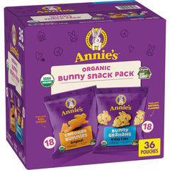 Annie's front packaging 36ct showing variety and organic badge benefits