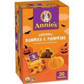 Annie's front box showing bunnies and pumpkins for festive family snacks