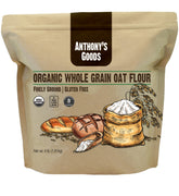 Anthony's front bag view showing organic 4 lb packaging and clear benefits