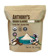Anthony's front packaging of almond flour showing organic label and benefits